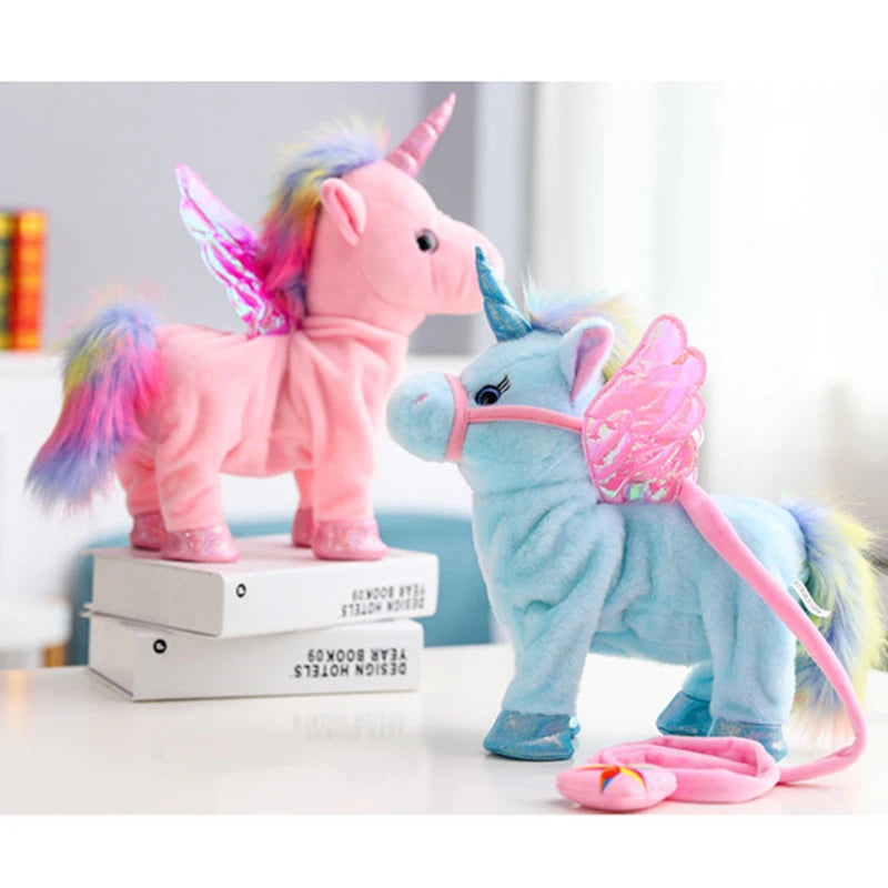 Plush Unicorn Toys for Girls Kids Walking Talking Plush Electric with Music Toy 35cm Cute Plush Robot Children's Gift 2023 New