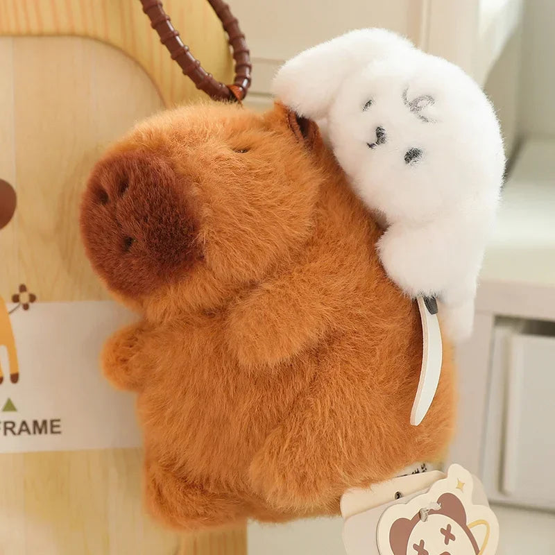 9/12cm Cute Cartoon Capybara Pendant Plush Toy Stay Wire Crocodile Goose Dog Cute Kapila Keychain Doll Desktop Doll Car Pendant