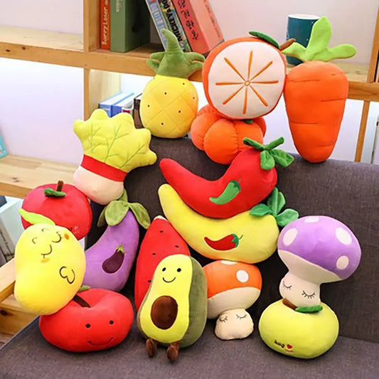 Cute Fruit Vegetable Plush Toy Food Stuffed Pillow Colorful PP Cotton Fruit Toys 4-8 Inch Food Stuffed Pillow Home