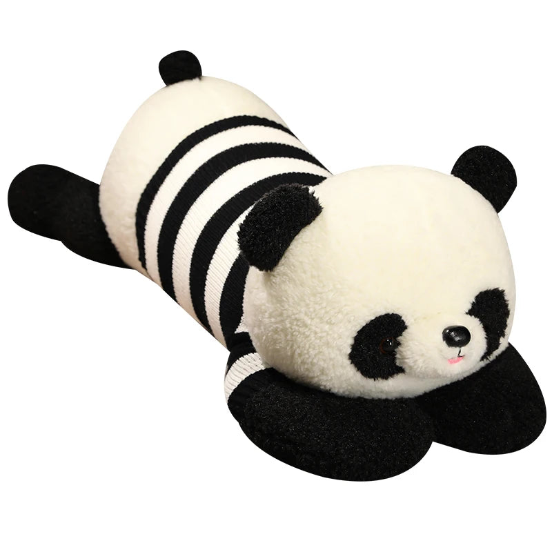 Kawaii Giant Panda Wearing Clothes Doll Plush Toy Cartoon Zoo Animal Lying Panda Plushie Peluche Huggable Kids Comforting Gift