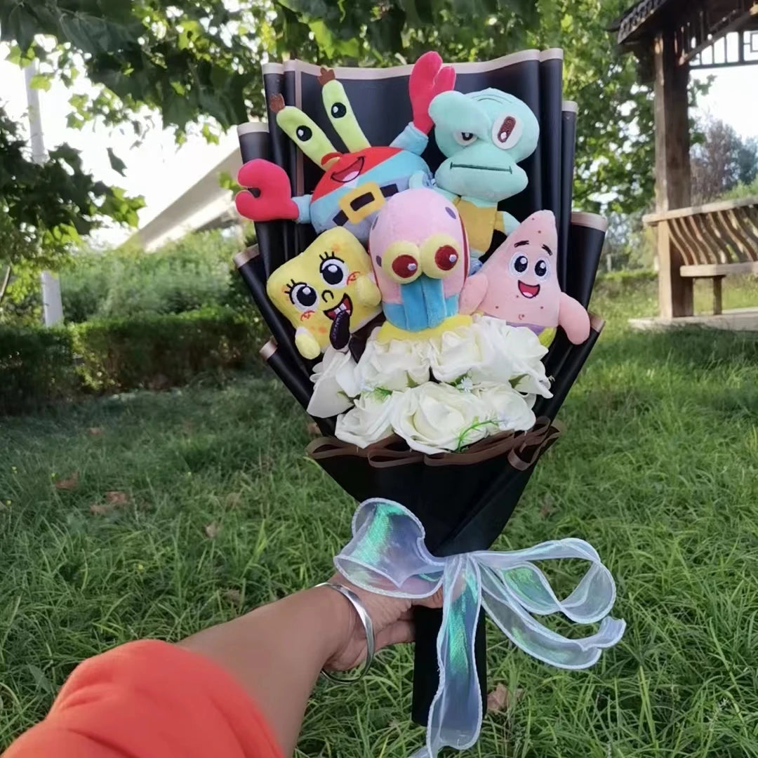 Anime Spongebob Squarepants Patrick Star Squidward Eugene H. Krabs  Plush Bouquet Christmas and Valentine's Day Gifts