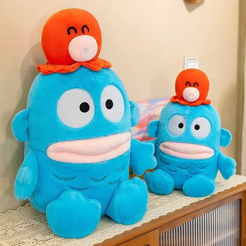 Sanrio Anime Hanton Plush Toy Cartoon Ugly Fish Doll Toy Blue Card Mermaid Hanton Doll Pillow Cushion Plush Toys Spot Kids Gift