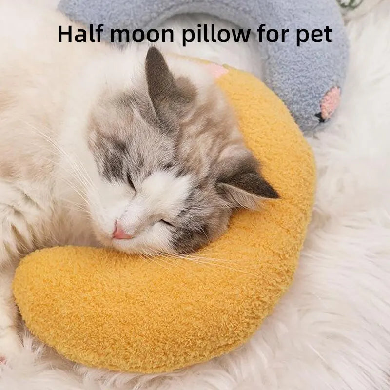 Teddy Velvet Pet Half-Moon Pillow Cat Stepping On Milk Pillow U-Shaped Pillow Deep Sleep Super Soft Fluffy Pet Calming Toy