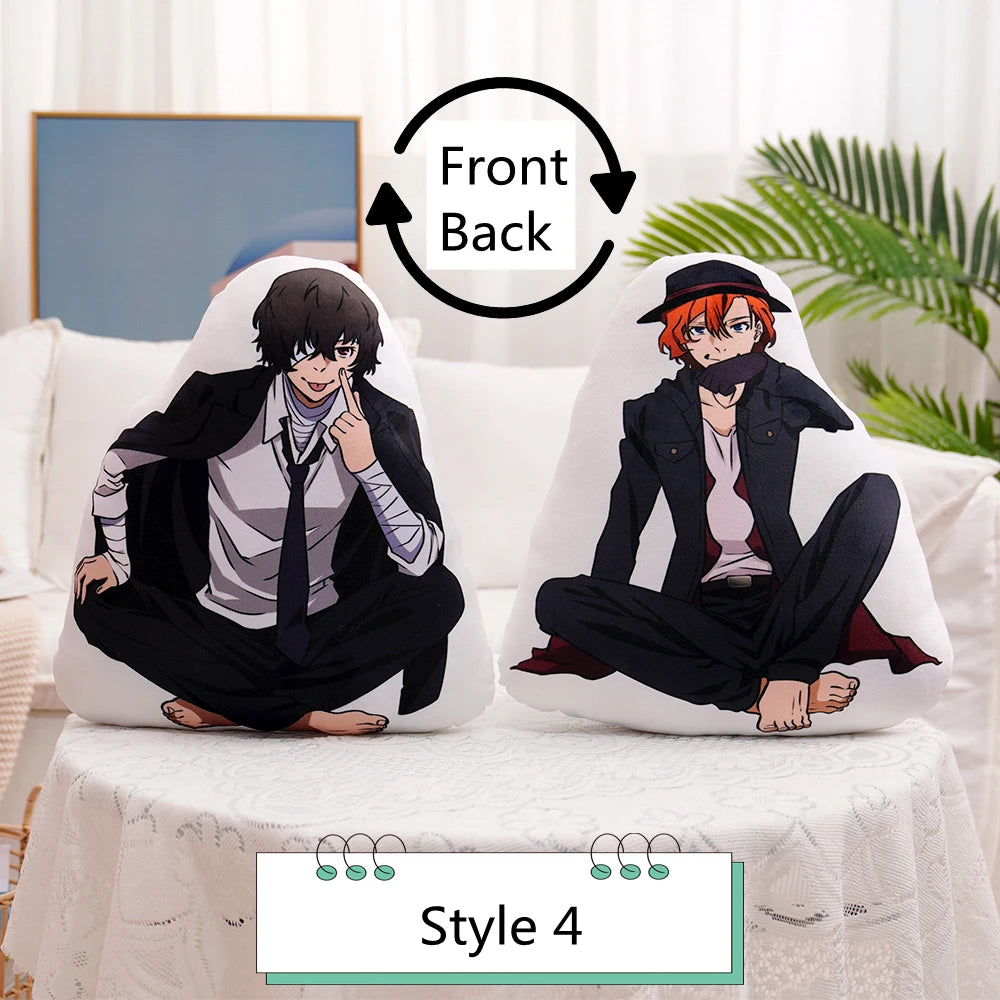 45cm Cute Bungo Stray Dogs Plush Toy Cute Anime Back Cushion Akutagawa Dazai Chuuya Bare Feet Plushies Hug Pillow Birthday Gift