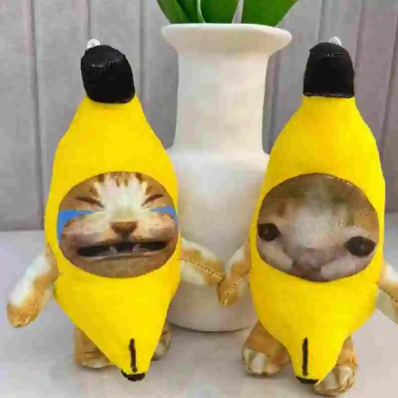 2024 New Hot Banana Cat Doll Pendant Keychain Crying Happy Banana Cat Figure Kids Peluche Toys Gifts Birthday Christmas Toys Gif