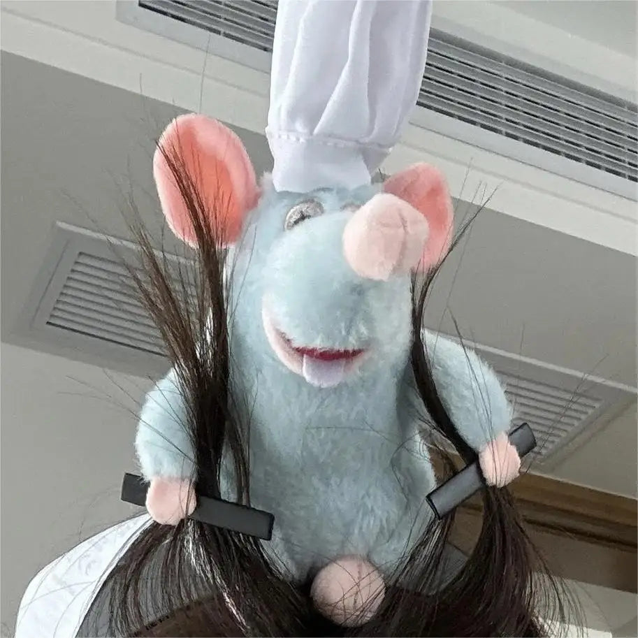 Disney Ratatouille Remy Cooking Mouse King Hair Hoop Plush Toy With Handmade Mouse Headband French Wide Edge Bundle Girl Gift