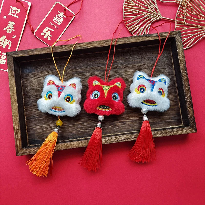 1PCS Chinese Style Festive Plush Lion Dance Tassel Pendant Luggage Hanging Decoration Bag Pendant Accessories