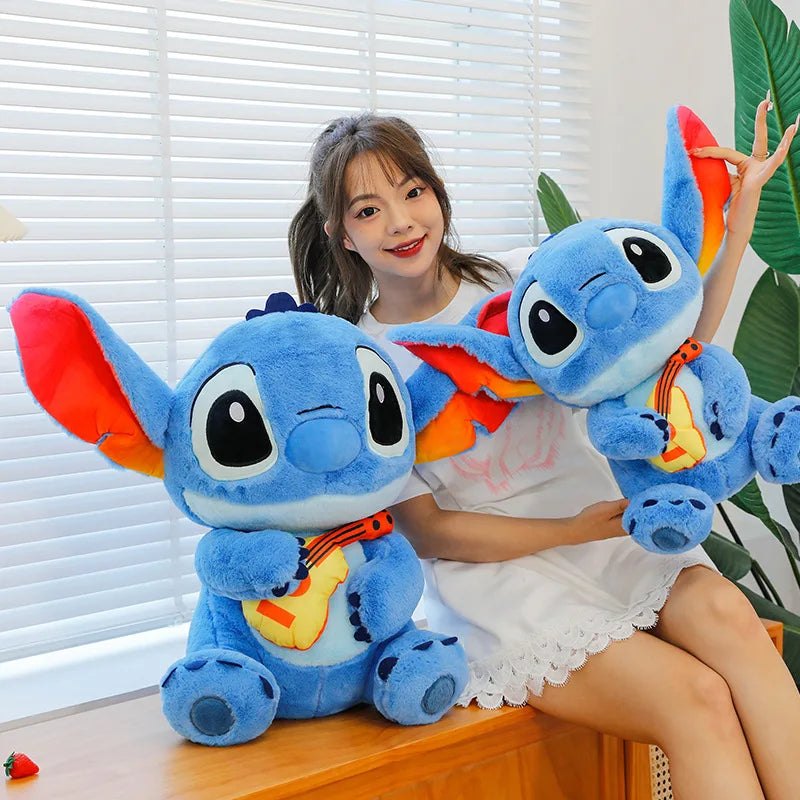 40/50cm Disney Cartoon Guitar Stitch Plush Toy Boy Birthday Gift Violin Stitch Home Decor Pillow Decoration Gifts