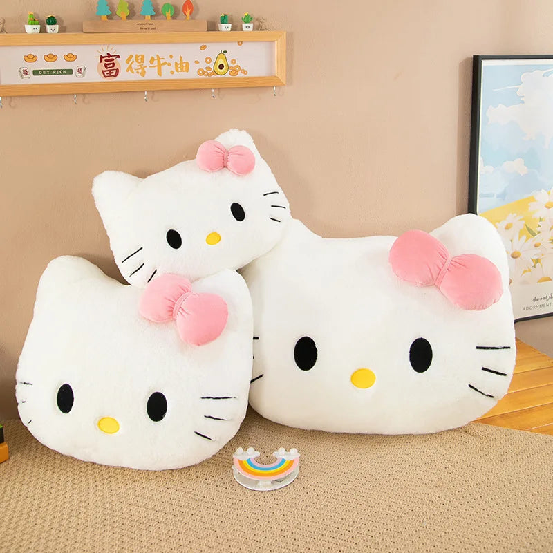 30/40cm Hello Kitty Pillow Cute Big Head Sofa Cushion Cat Head Plush Pillow High Beauty Cartoon Girl Pillow Gifts