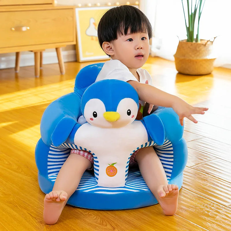 1pc Baby Sofa Support Seat Cover Toddler Cartoon Plush Chair Learning To Sit Comfortable Washable without Filler Cradle