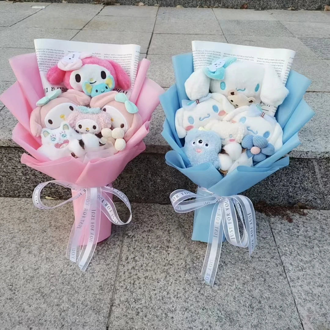 Anime Hello Kitty Kuromi Plush Doll Toy Cinnamoroll Sanrioed Anime Doll Toy Bouquet Valentine's Day Birthday Christmas Gift