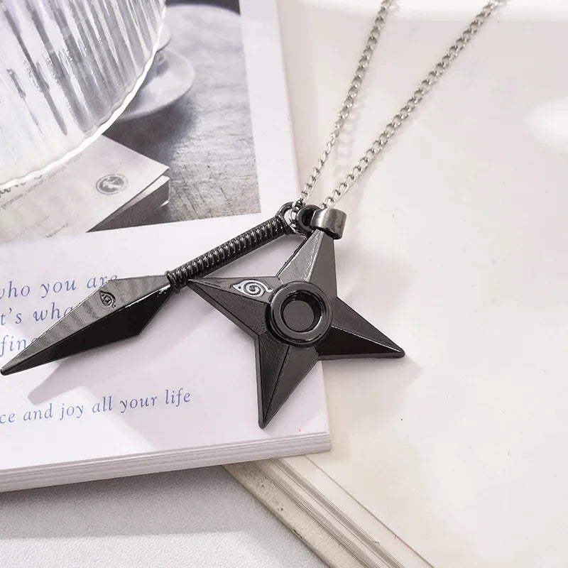 Anime Naruto Necklace Kakashi Kunai Zumaki Shuriken Action Doll Accessories Metal Alloy Pendant Cosplay Cartoon Collection Toy