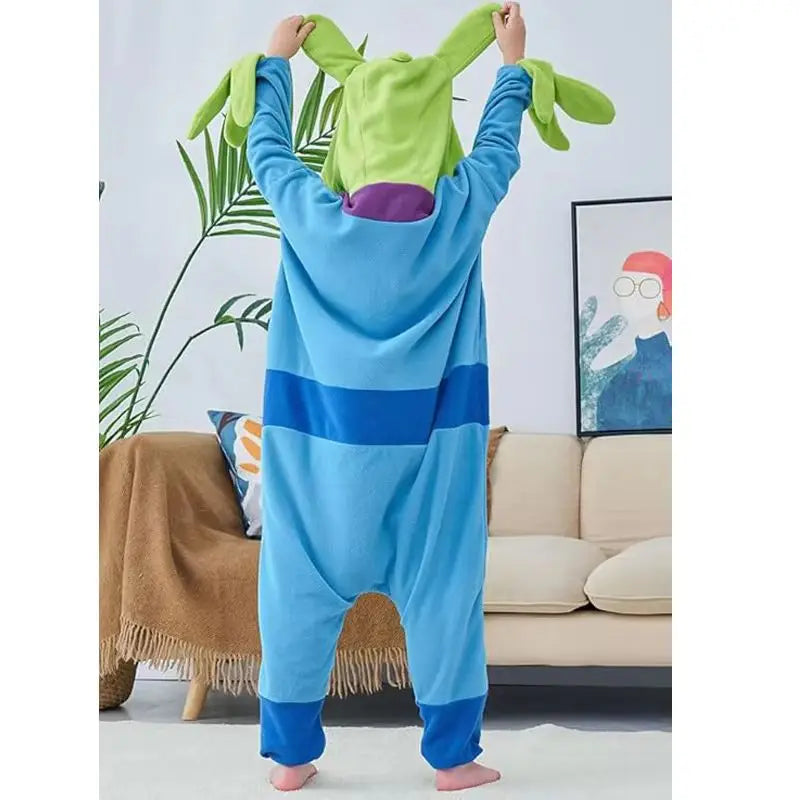 New Cartoon Toy Story Anime Alien Jumpsuit Pajama 3 Eyes Alien Onesie Polar Fleece Sleepwear Child Adult Plush Home Clothing