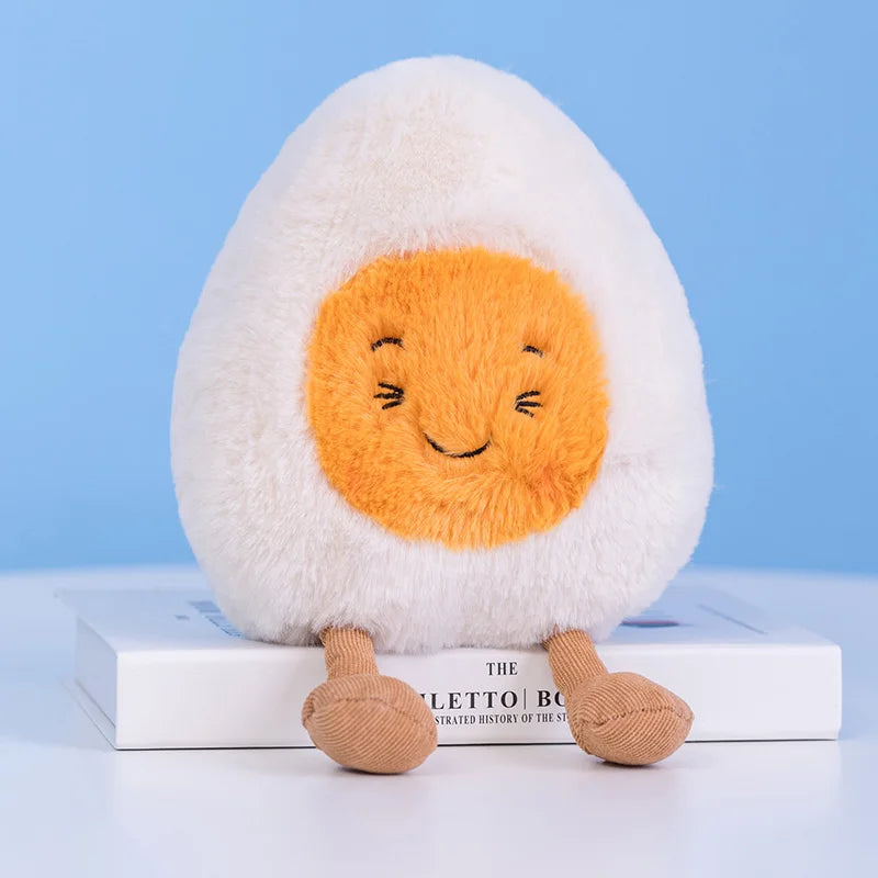 Furry Kawaii Soft Boiled Egg Plush Cuddly Plushies Doll Stuffed Food Long Plush Different Emotions Toys Home Decor Kids Gift