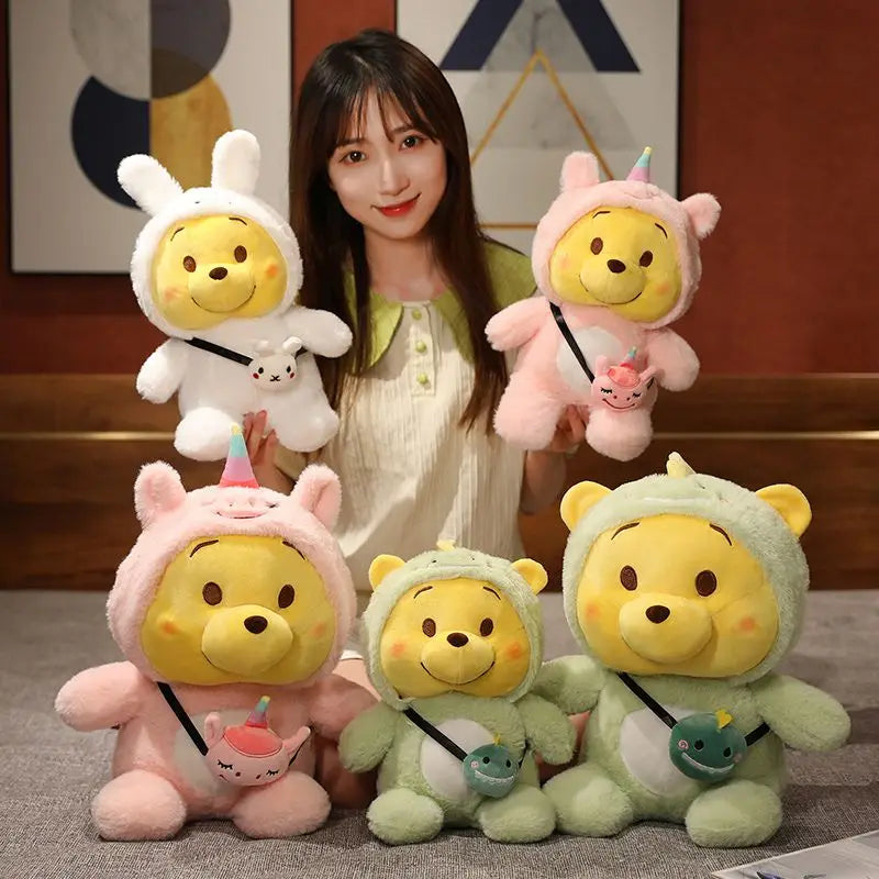 30cm/40cm Cartoon Kawaii LaLafanfan Cafe Yellow Bear Plush Toy Stuffed Soft Kawaii Doll Animal Pillow Birthday Gift for Kids