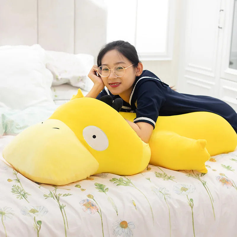 Big Size Pikachu Psyduck Plushies Doll Cuddly Pillow Stuffed Anime Pokemon Yellow Duck Plush Toy Sofa Bed Back Cushion Girl Gift