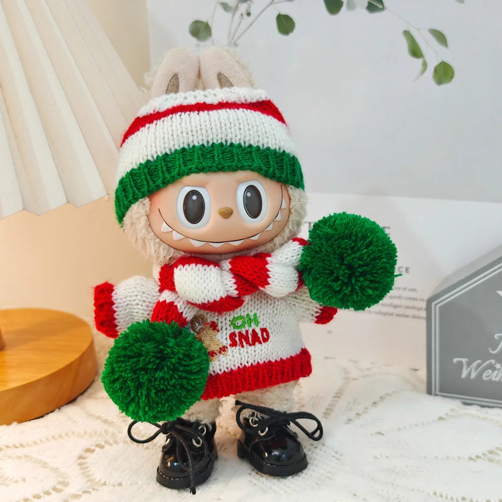 Mini Plush Doll'S Clothes Outfit Accessories For Korea Kpop Exo Labubu Idol V1 V2 Christmas sweater hat cape suit Clothing Gift