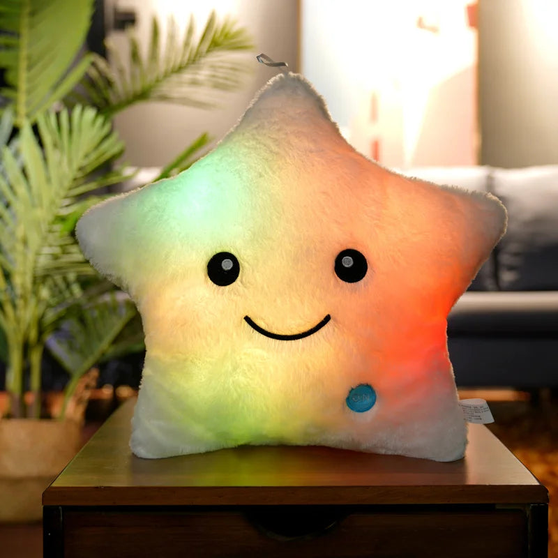 24*22cm Creative Toy Luminous Star Pillow Stuffed Plush Glowing Colorful Stars Cushion Led Light Toys Gift For Kids Children