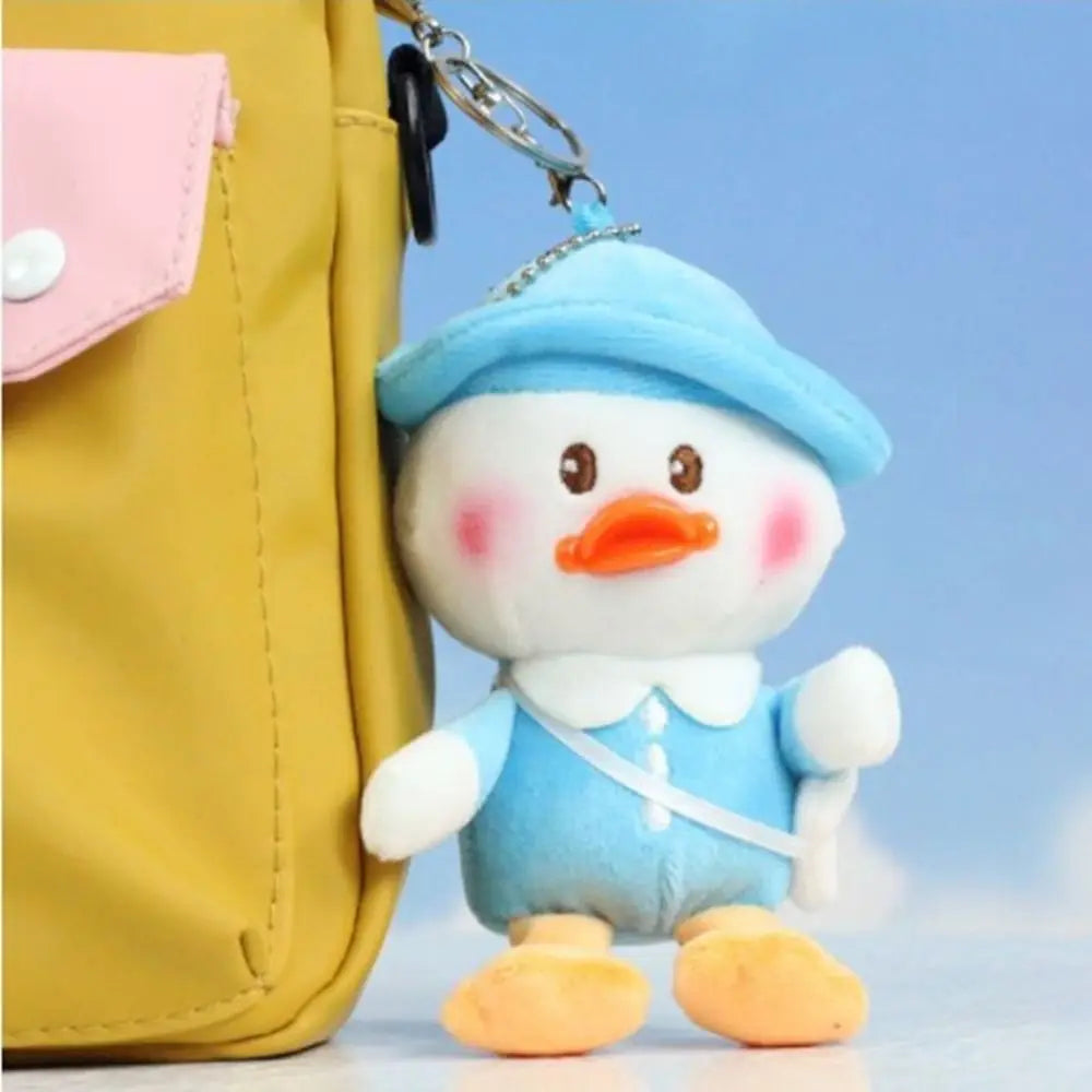 Kawaii Stuffed Plush Cartoon Yellow Duck Keychain Animals Soft Fluffty Animal Doll Cute Creative Duck Bag Pendant