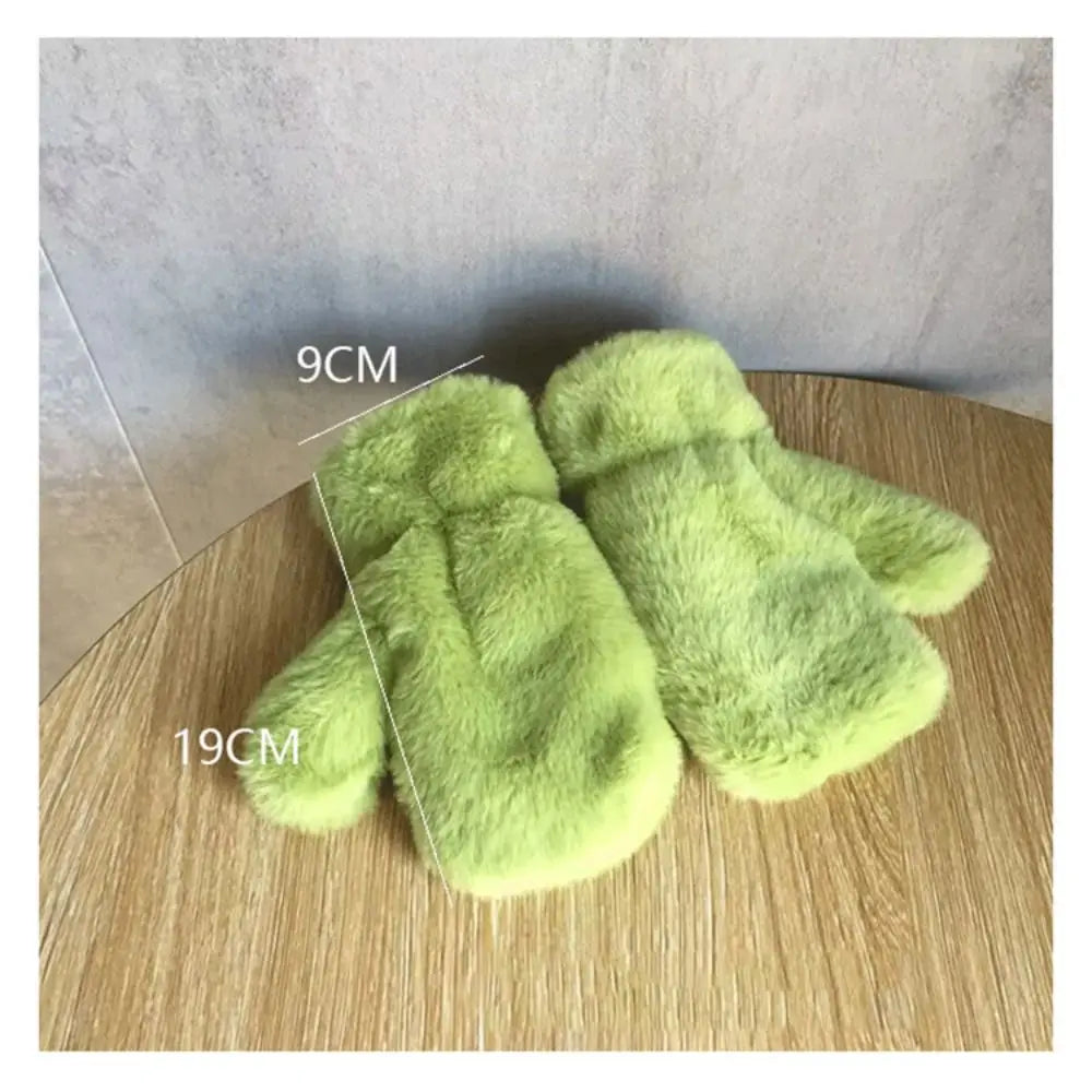 Fashion Plush Children Gloves Thick Warm Solid Color Winter Fleece Mittens Soft Windproof Kids Full Finger Gloves For 3-8Y Kids