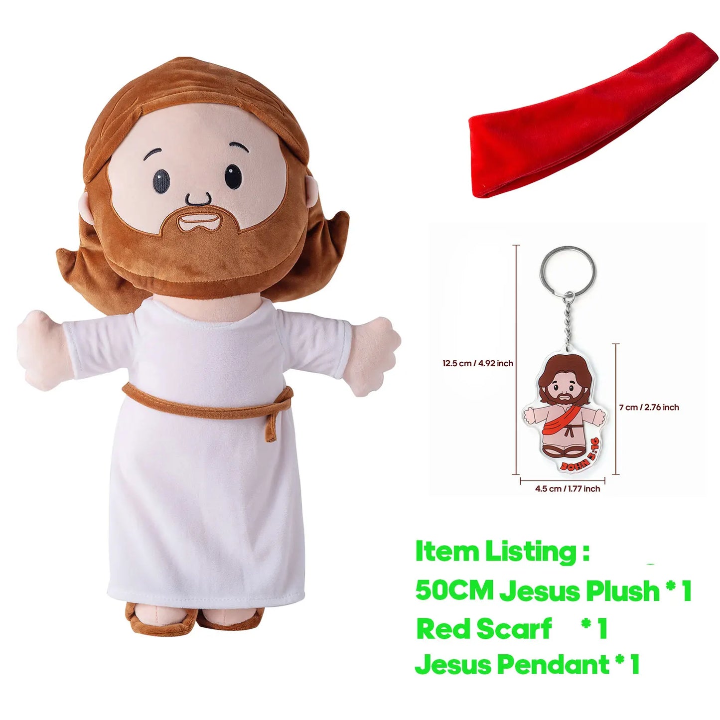 25cm/50cm Cartoon Jesus Pillow Stuffed Toy Bedside Sofa Cushion Christmas Gift Soft Plush Doll with Bible Pillow for Children