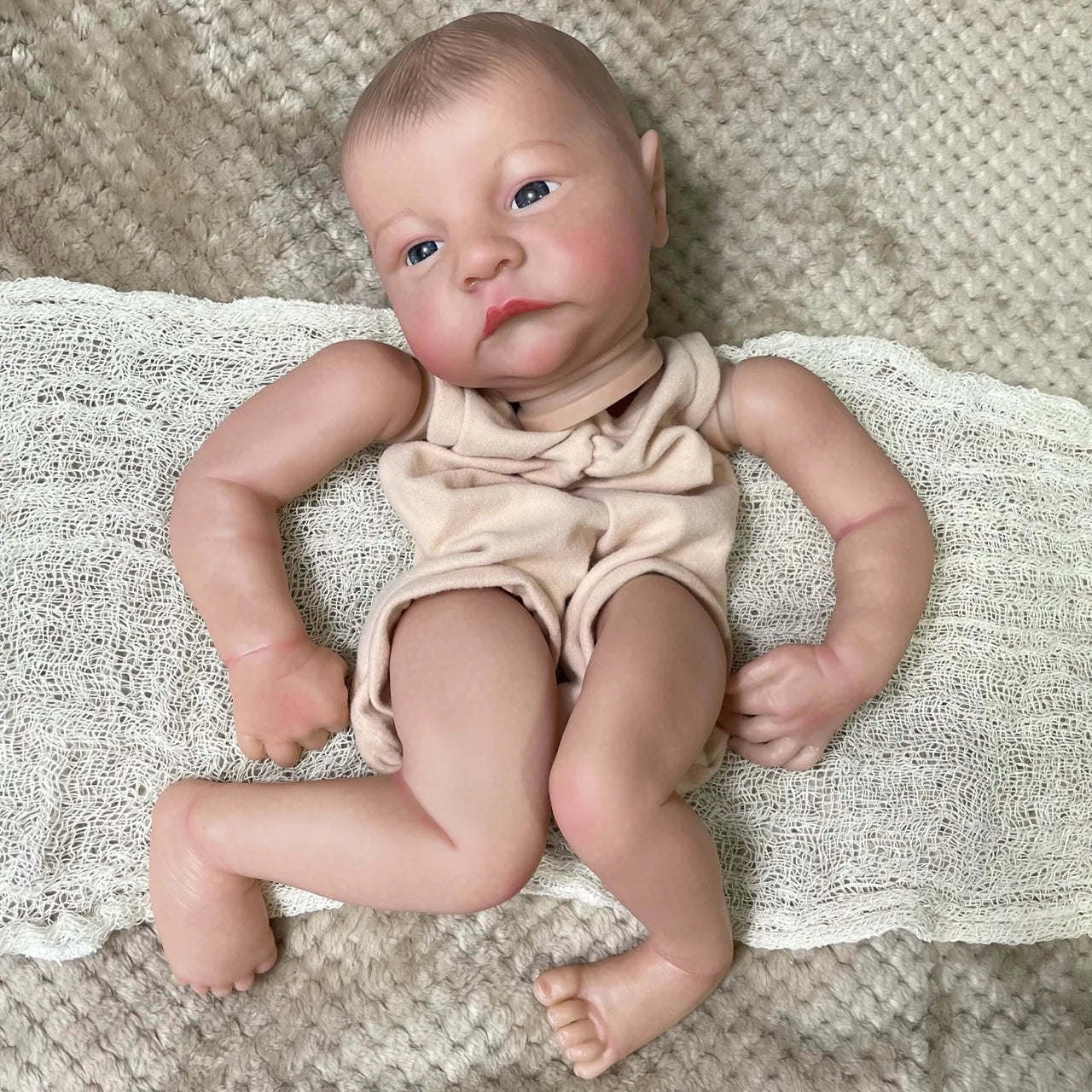 19Inch Already Painted Reborn Doll Kit Levi Awake 3D Painted Skin High Quality Unassembled Handmade Reborn Baby Doll Parts