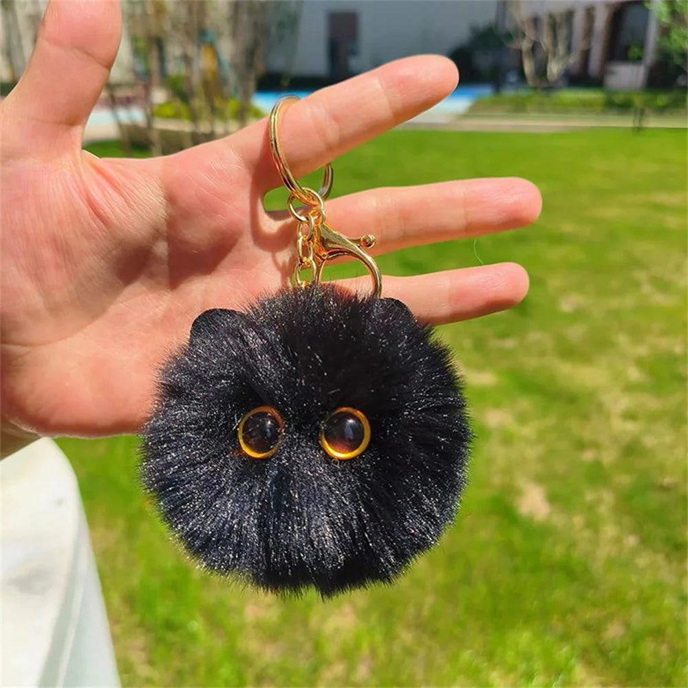 Blush Cat Ball Mountain Mountain Black Briquettes Cat Hand Plush Doll Key Chain Pendant Girl Heart School Bag Pendant