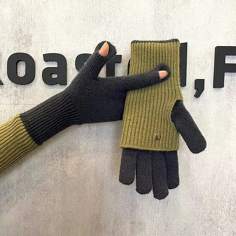 Ins Cute Touch Screen Gloves Women Winter Thicken Warm Plush Gloves Full Finger Outdoor Skiing Cycling Fleece Gloves