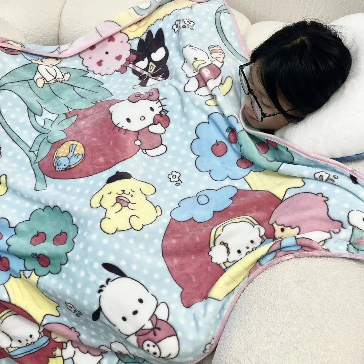 Sanrio Pekkle Plush Toys Pekkle Blanket Back Cushion Stuffed Doll Anime Duck Plushies Sanrio Doll Pillow Xmas Girl Baby Gifts