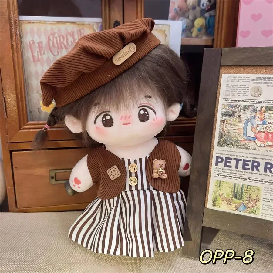 20cm cotton doll plush doll clothes for baby three V3 outfit for upset duck clothes casual overalls pants set cute skirt no doll