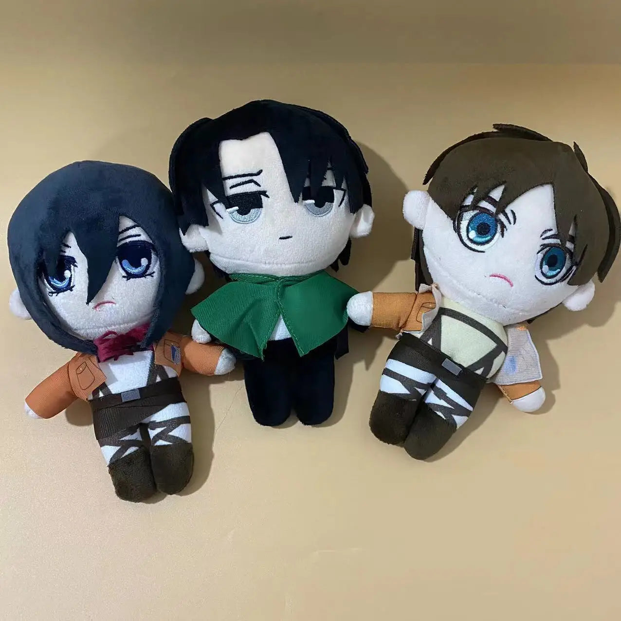 Anime Attack on Titan Plush Toys Doll Kawaii Levi Eren Mikasa Cute Kawaii Collection Green Stuffed Doll Birthday Gifts For Kids