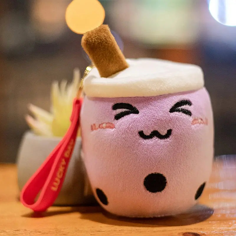 10cm Kawaii Bubble Anime Tea Cup Keychain Soft Plush Toy Stuffed Boba Doll Lovely Backpack Decoration Best Gift for Girls Kids