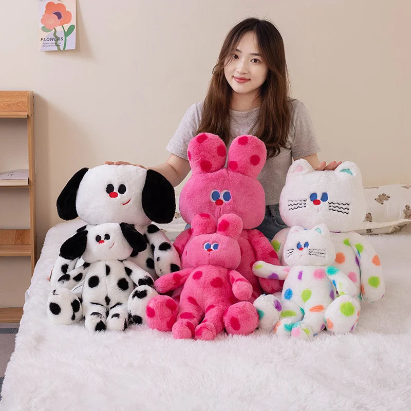 35/60CM Funny Wave Point Cat Plush Toys Soft Long Dog Rabbit Pillow Kawaii Animal Accompany Toys For Birthday Xmas Gifts