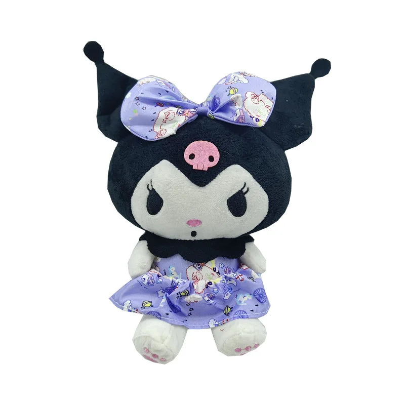 Kawaii 25cm Sanrio Jade Dog Kuromi Dressing Dolls Plush Toy Stuffed Animal Patung Dolls Birthday Gift for Girls Kids Boys