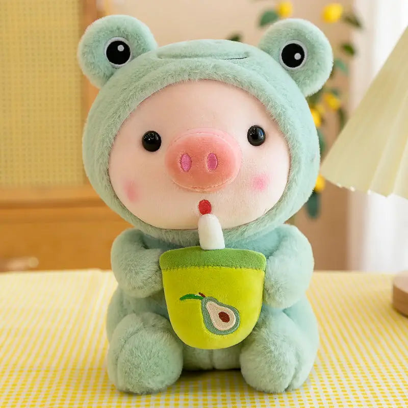 Bubble Pig Plush Toy Stuffed Animal Bunny Frog Unicorn Tiger Pillow Cup Milk Tea Boba Plushies Doll Birthday Gift Cuddly Baby