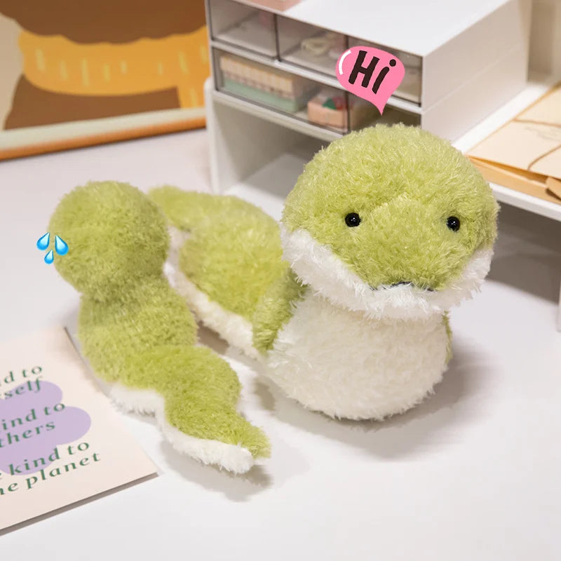 Kawaii Hot Sale Fluffy Cartoon Soft Snake Plush Doll Green Small Snake Plush Toy Decoration Bedroom Sofa Gift For Friends