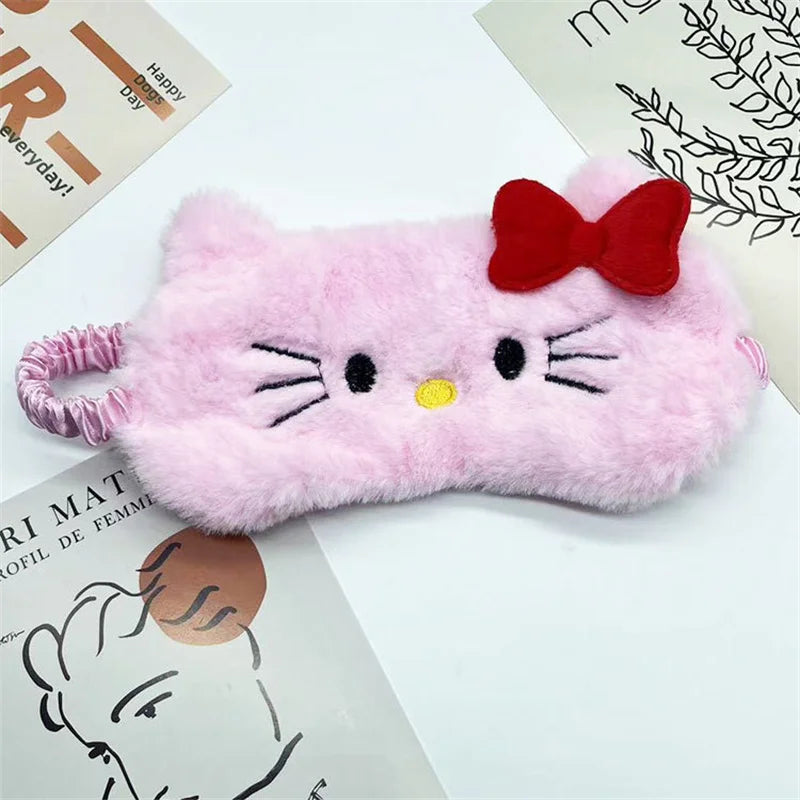 Sanrio  Hello Kitty Eye Mask Sleeping Girl's Heart Cartoon Kawaii  Kuromi My Melody Cinnamoroll Plush  Kids Gift