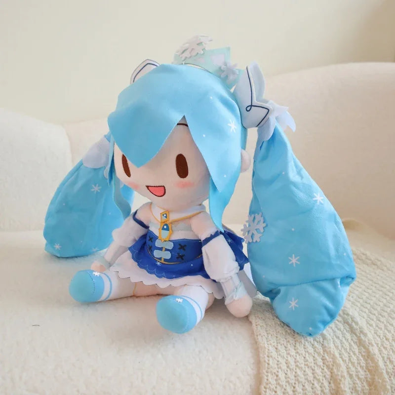 Snow Princess Dress Hatsune Miku Snowflake Crown Plush Toy Limit Plushies Japanese Style Cute Girl Collect Doll Home Decor Gift