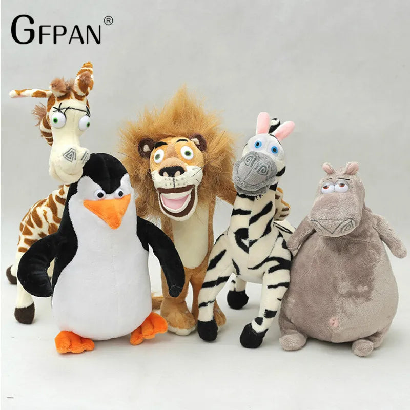 6pcs/set Hot Sale Wholesale Madagascar Plush Toys Lion Zebra Giraffe Monkey Penguin Hippo Children Party Gifts For Kids Baby