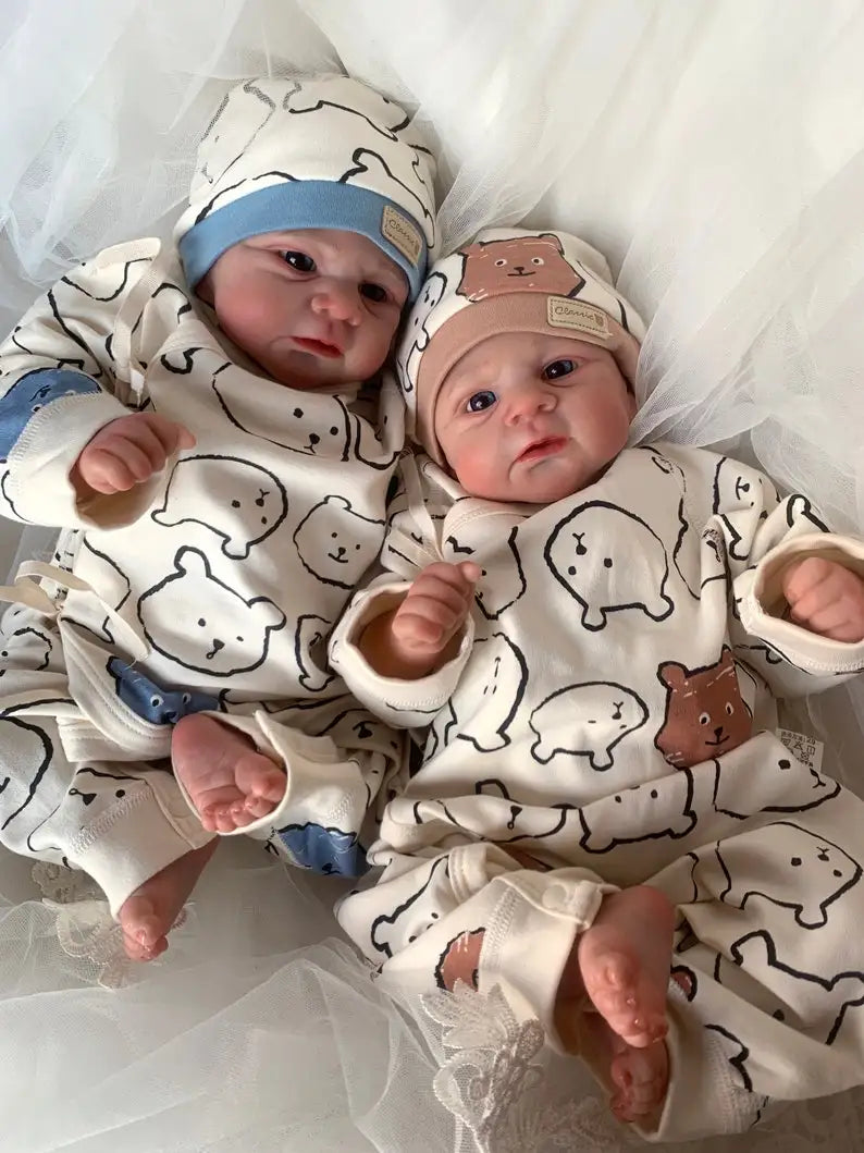 NPK 19inch Reborn Baby Doll Twins Elijah Make-up Handmade 3D Skin Multiple Layers Painting Collectible Art Doll