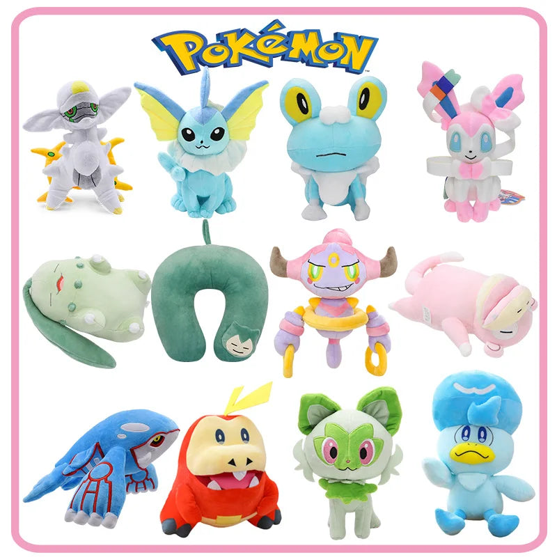 Pokemon Plush Toys Hoopa Snorlax Chikorita Slowpoke Froakie Arceus Quaxly Anime Stuffed Sprigatito Fuecoco Peluche Doll Gifts