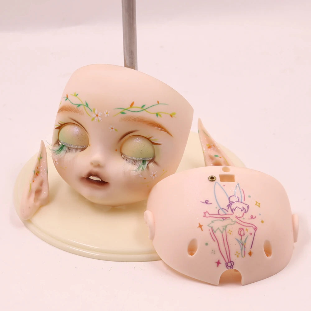 Blyth1/6 doll Hand-painted shell DIY frosted face lip carving eyebrows handmade Ears