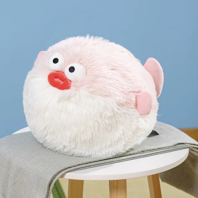 Funny Fluffy Puffer Fish Plush Toy Kawaii Globefish Plushie Lifelike Marine Balloonfish Stuffed Animal Pillow Kids Birthday Gift