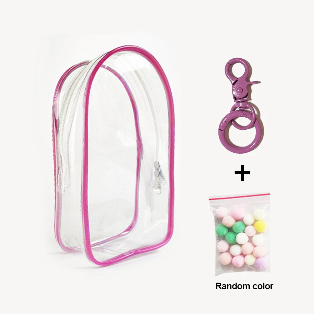 Protective Bag Thick Silicone Case For Labubu v1 v2 / Liila cat PVC Transparent Doll Dustproof Box with Keychain and balls