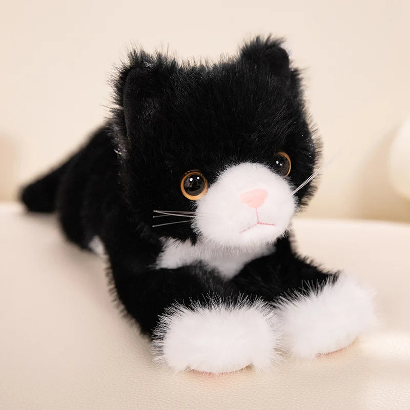 40/53CM Simlation Lying Kitten Plush Toys Fluffy Cat Stuffed Animal Pet Doll Black Orange Gray White Gray Cat Plushie Toys