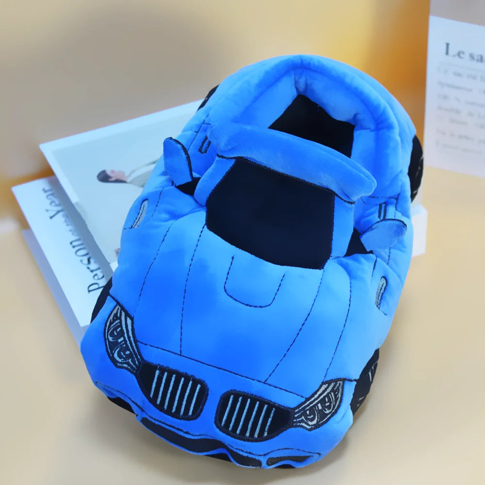 TreasuringU Car Shape Plush Shoes Vehicle Car Warm Soft Fluffly Slippers Women Men Winter House Slipper Christmas Gifts