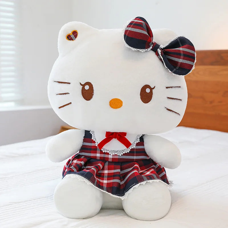 20/30cm Grid skirt demon version Kuromi KT cat Melody plush toy children holiday decoration pillow gift