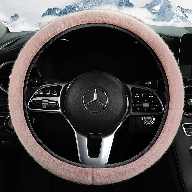 Elastic Car Steering Wheel Cover Without Inner Ring Warm Non-slip Universal Steering Wheel Cover Fits 14.5-15inch