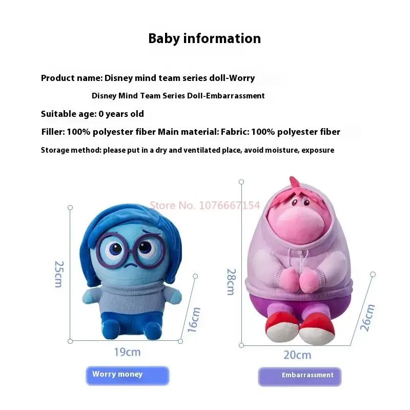 New Miniso Disney Pixar Inside Out 2 Sadness Embarrassment Plush Doll Figure Keychains Cute Bag Pendants Keyring Birthday Gift