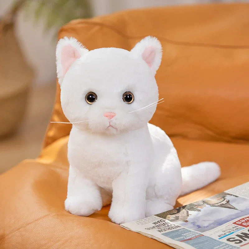 26CM Simlation Sit Kitten Plush Toys Fluffy Cat Stuffed Animal Pet Doll Black Orange Gray White Gray Cat Plushie Toys